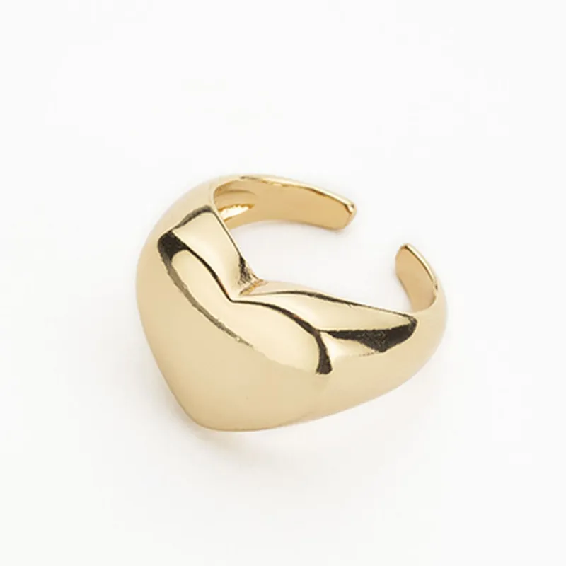 Anello Flessibile E Regolabile Con Top A Forma Di Cuore In Metallo Dorato Super Prezzo
