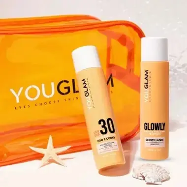 Youglam Kit Solare Sun Protection 30 Viso/corpo 100ml + Doposole Glowly 100ml + Beauty Case Vendita Finale