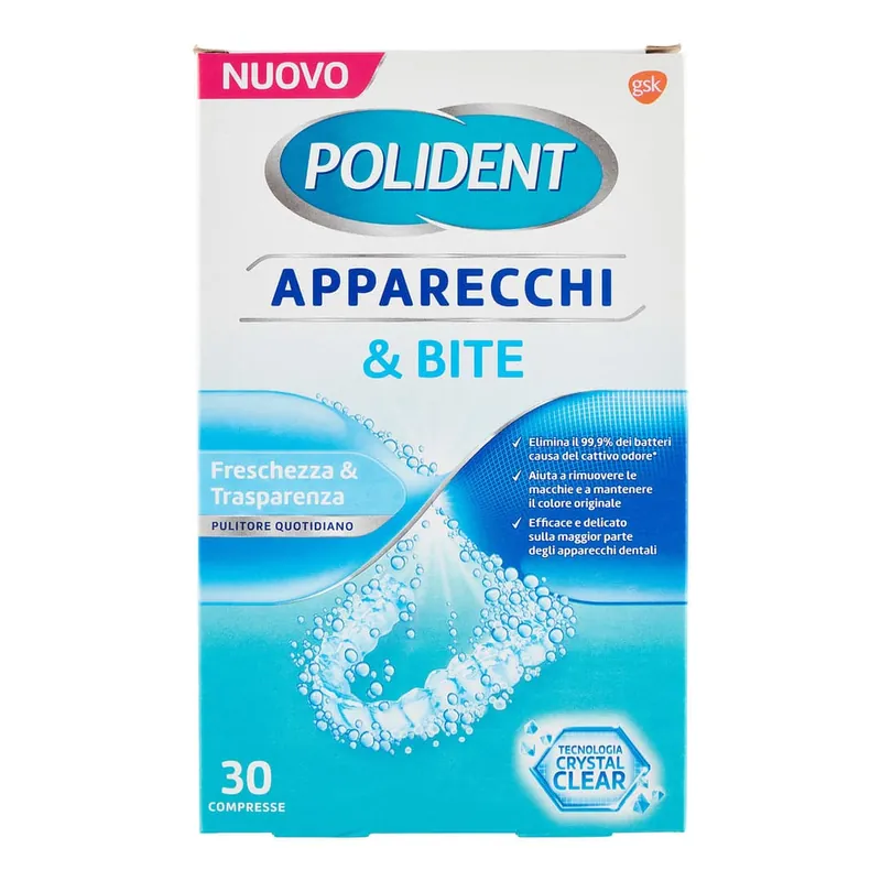 Economico Apparecchi & Bite Freschezza & Trasparenza Pulitore Quotidiano Compresse 30 Pz