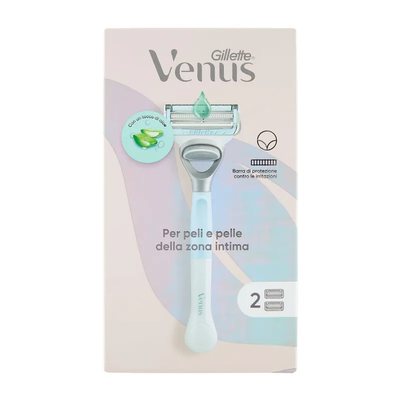 Venus Per Peli E Pelle Della Zona Intima Rasoio Donna, 1 Manico + 2 Lamette Super Prezzo