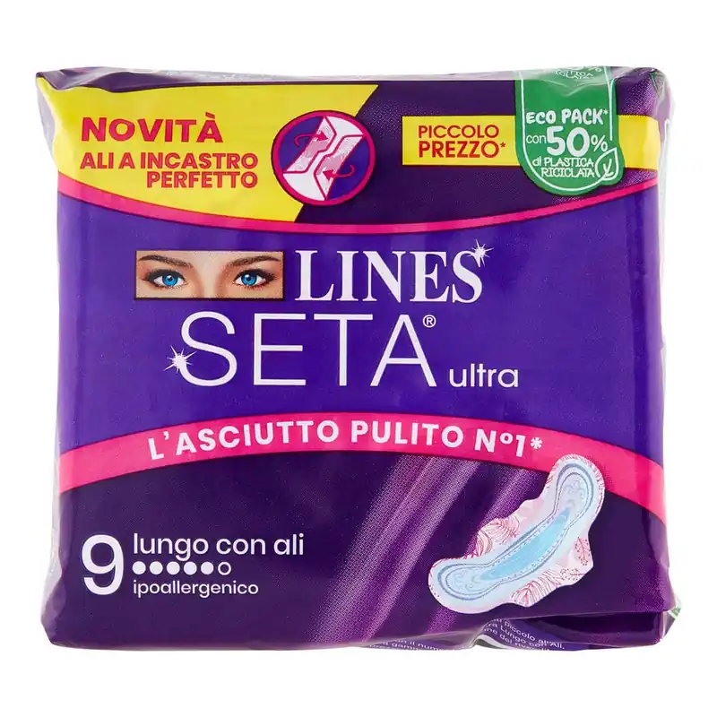 A Buon Prezzo Lines Seta Ultra Assorbenti Lungo Ali 9 Pezzi