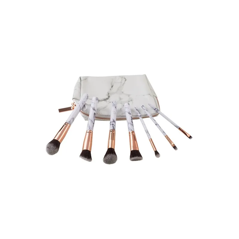 Zoe Ayla Marble Effect Make Up Brush Set 7PZ Fatto A Mano