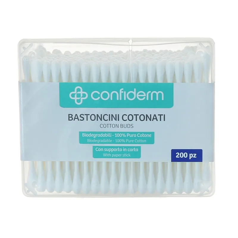 CONFIDERM BASTONCINI COTONATI BIODEGRADABILI PZ 200 Ultime Pezzi