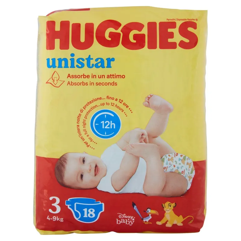 Ultima Occasione Huggies unistar Pannolini 3 4-9 Kg 18 pz