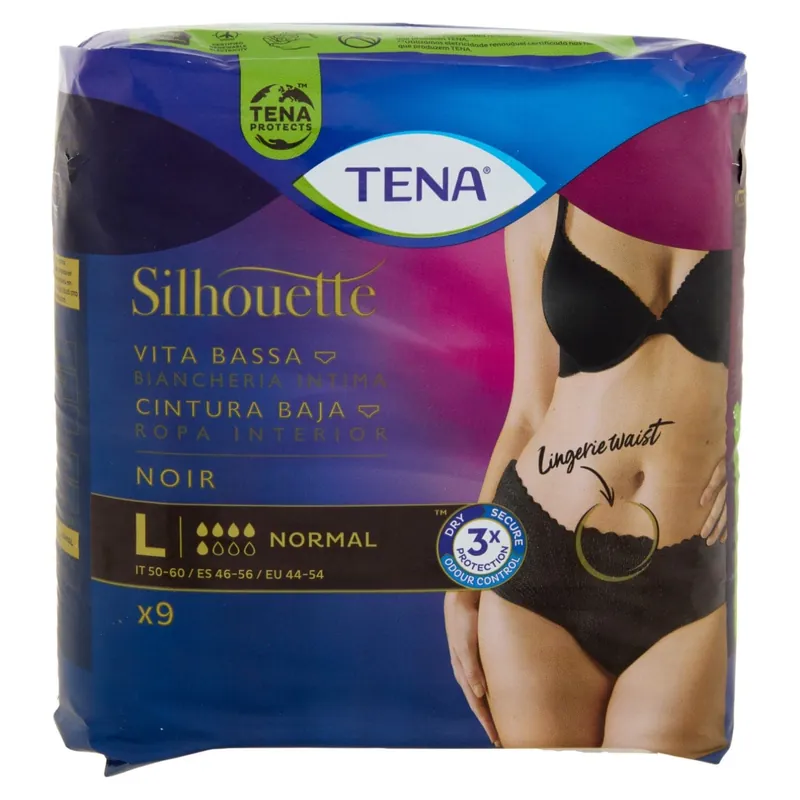 Tena Silhouette Vita Bassa Biancheria Intima Normal L Noir 9 pz Non Perdere