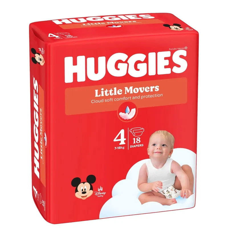 Huggies Little Movers Pannolini 4 7-18 Kg 18 pz Popolare